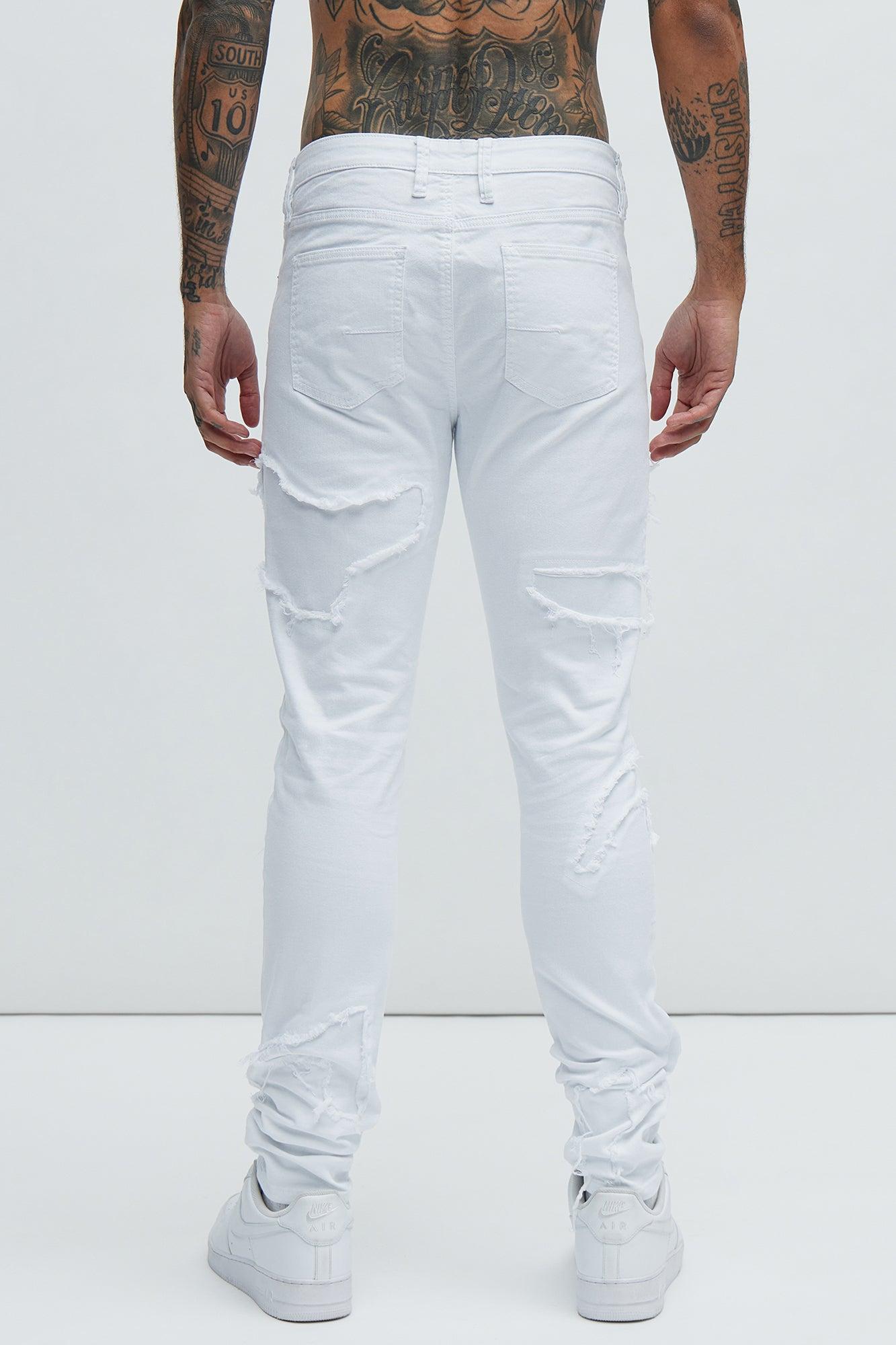 Got Your Back Patched Stacked Skinny Jeans - White Product Image