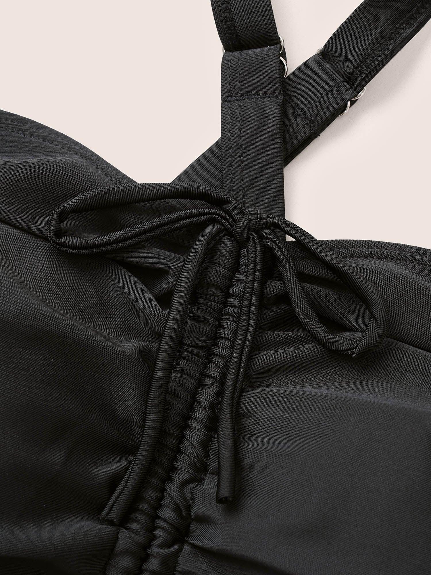 Tropical Ruched Ties Hanky Hem Crisscross Swim Dress Female Product Image