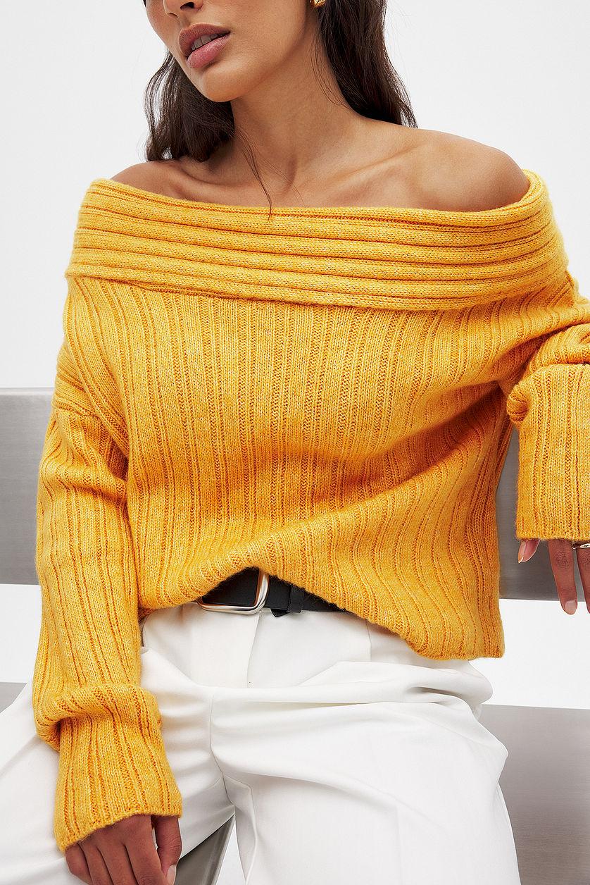 Knitted Off Shoulder Sweater Product Image