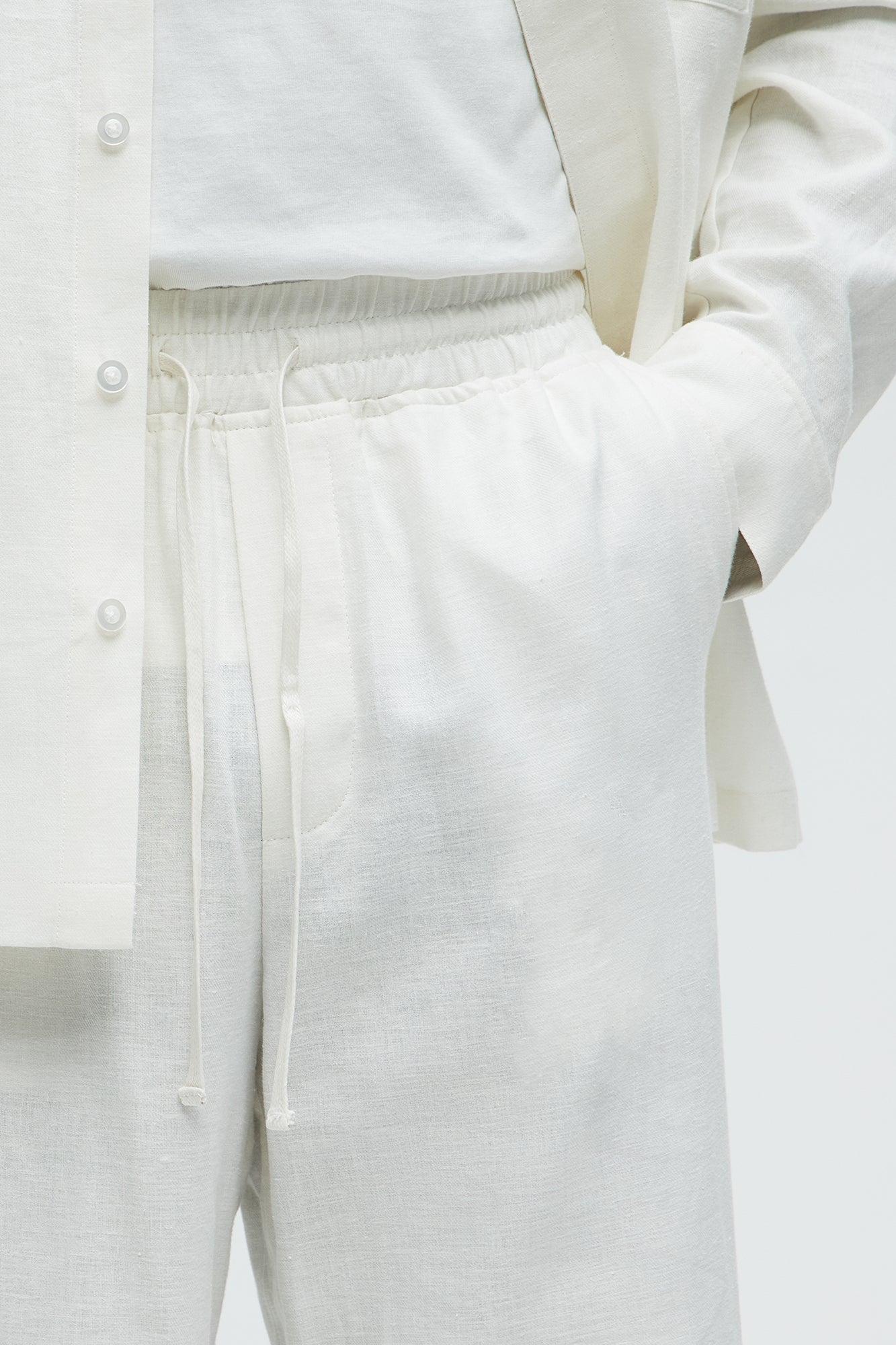 Bahamas Straight Linen Pants - White Product Image