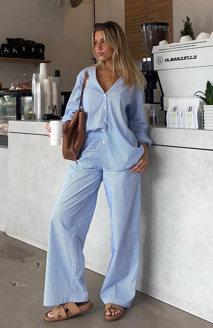 Always About Us Stripe Pants Light Blue Product Image