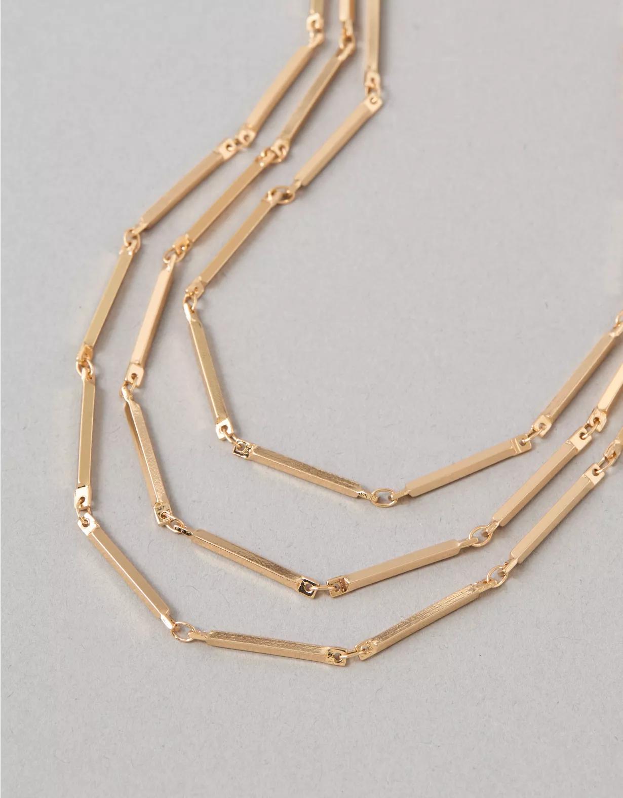 AEO Gold Toned Layered Chain Necklace Product Image