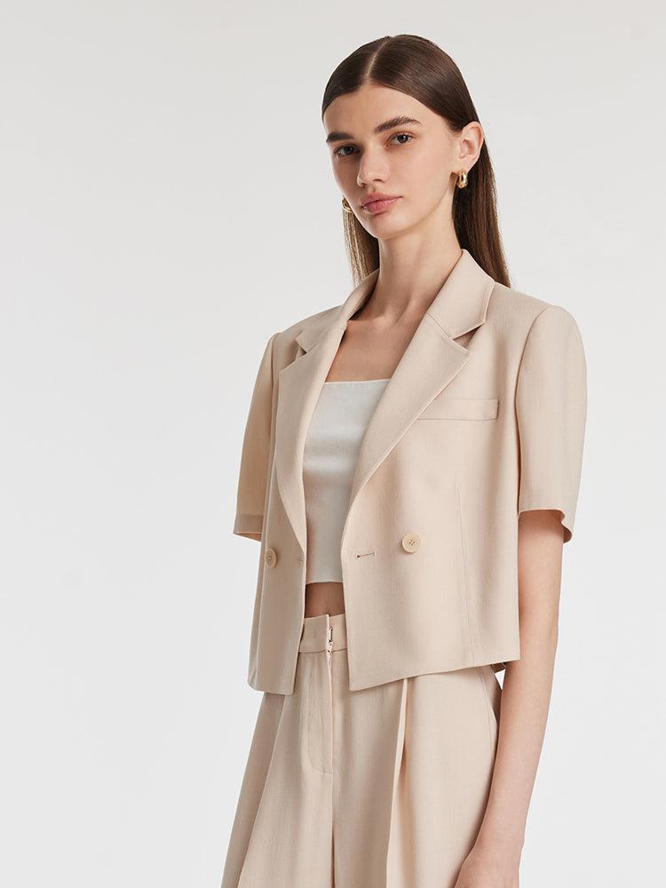Acetate Short Sleeves Women Crop Blazer Product Image
