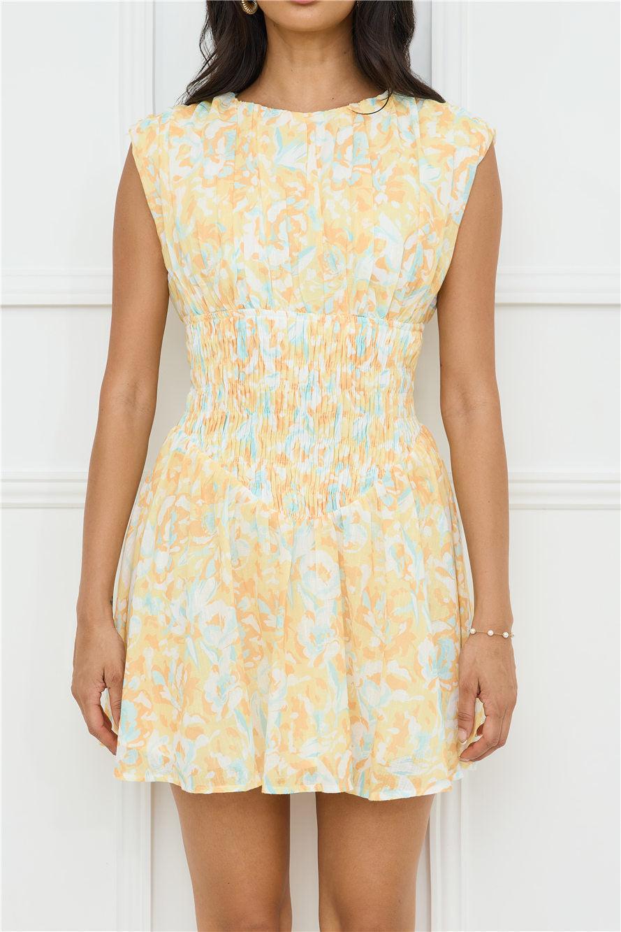 Tropical Haze Mini Dress Yellow Product Image