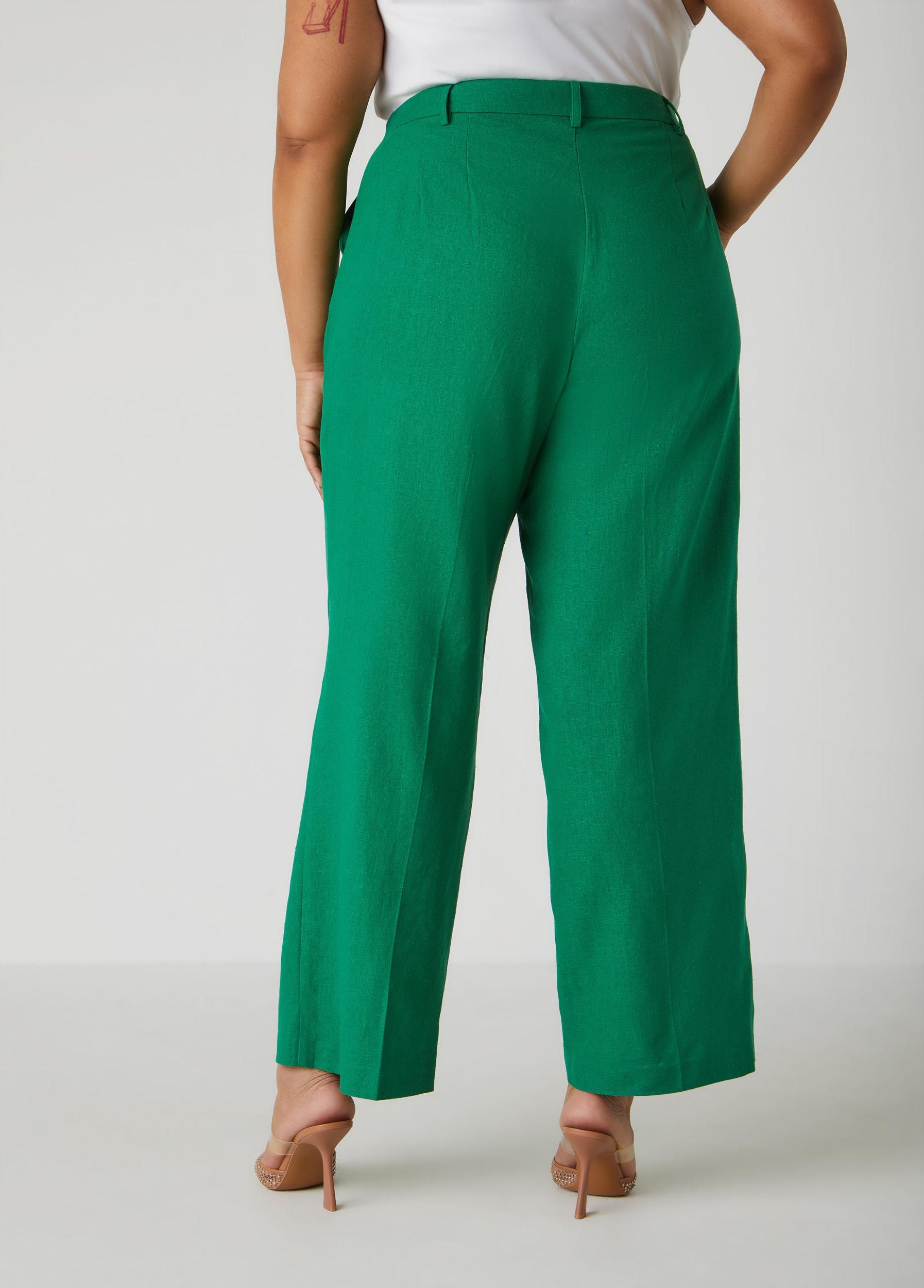 Linen Blend Wide Leg Trousers Product Image