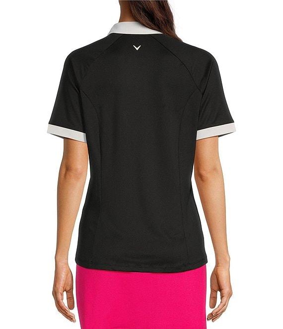 Callaway Stretch Knit Color Block V-Placket Short Sleeve Golf Polo Shirt Product Image