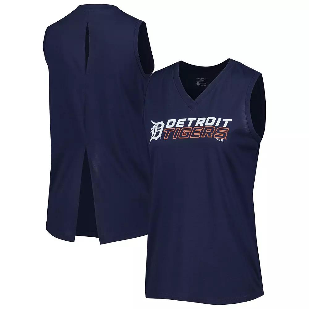 Women's Levelwear Navy Detroit Tigers Paisley Chase V-Neck Tank Top,  Product Image