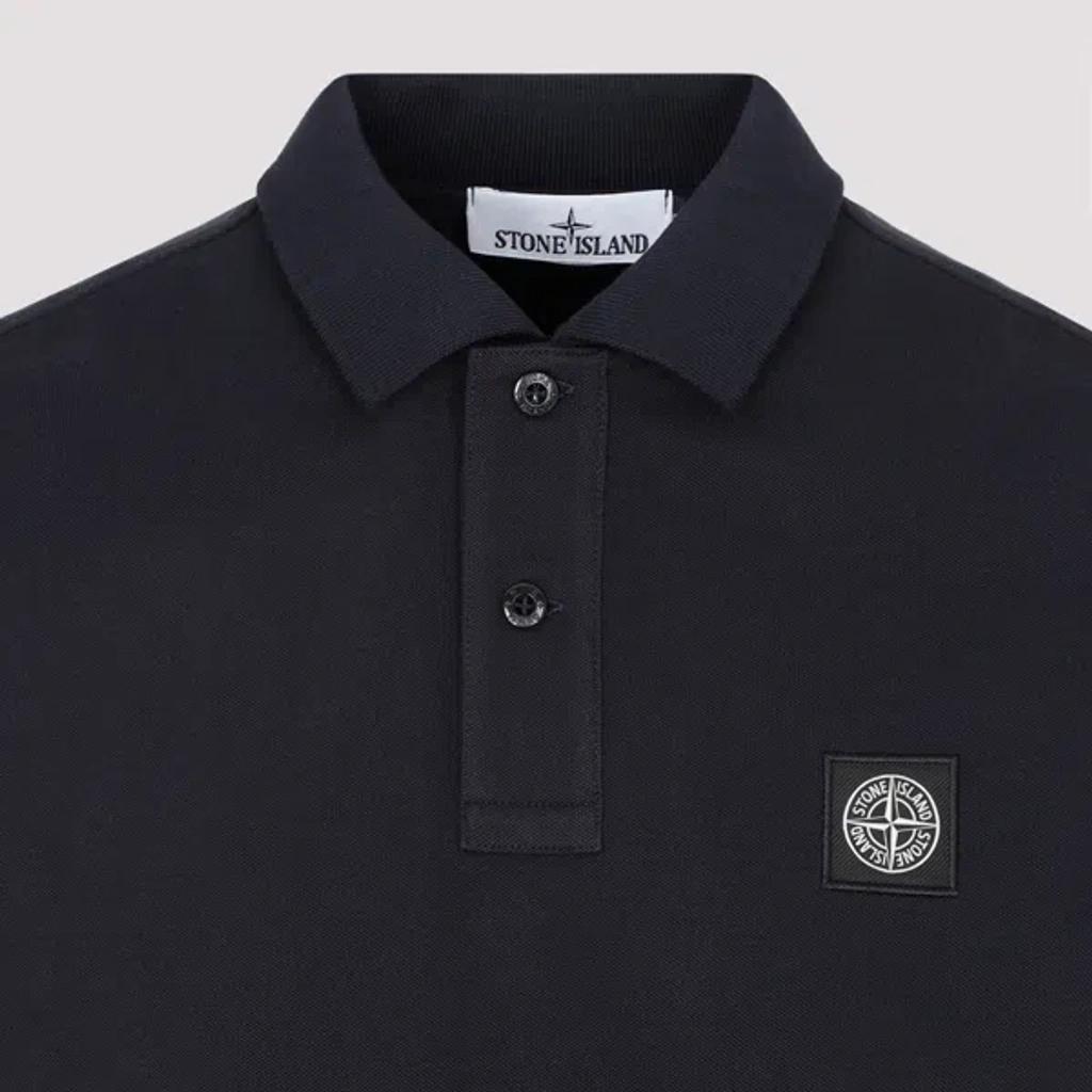 STONE ISLAND Mens Black Brand-patch Regular-fit Stretch-cotton Polo Shirt Xl Product Image