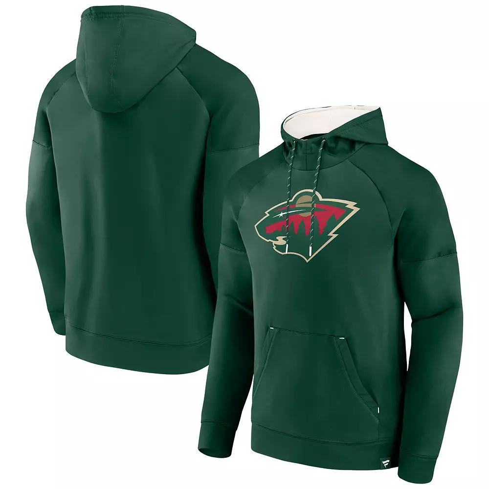 Men's Fanatics Green Minnesota Wild Iconic Defender Raglan Pullover Hoodie,  Product Image