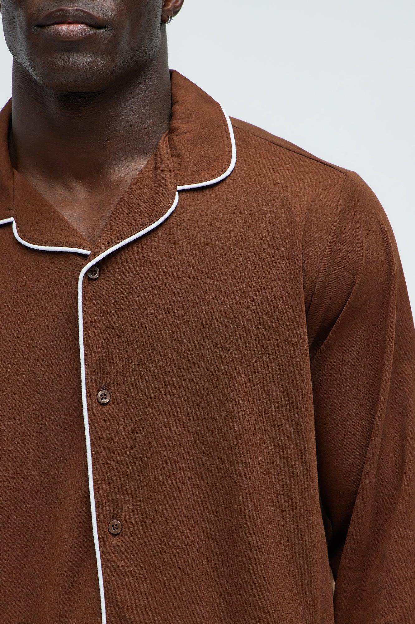 Modern Relaxed Pajama Long Sleeve - Brown Product Image