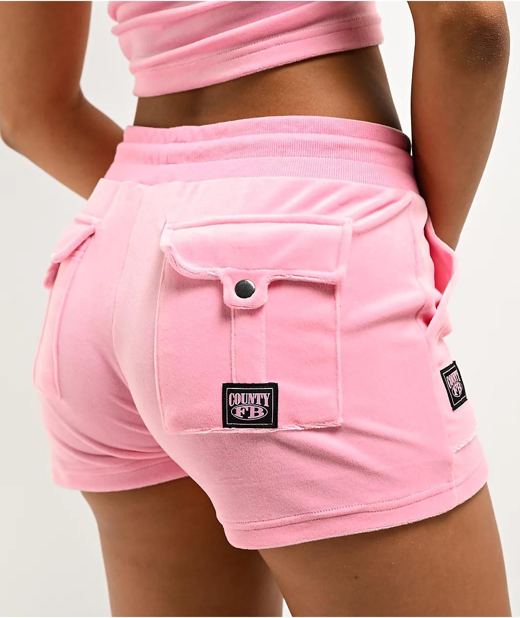 FB County Pink Velour Track Shorts Product Image