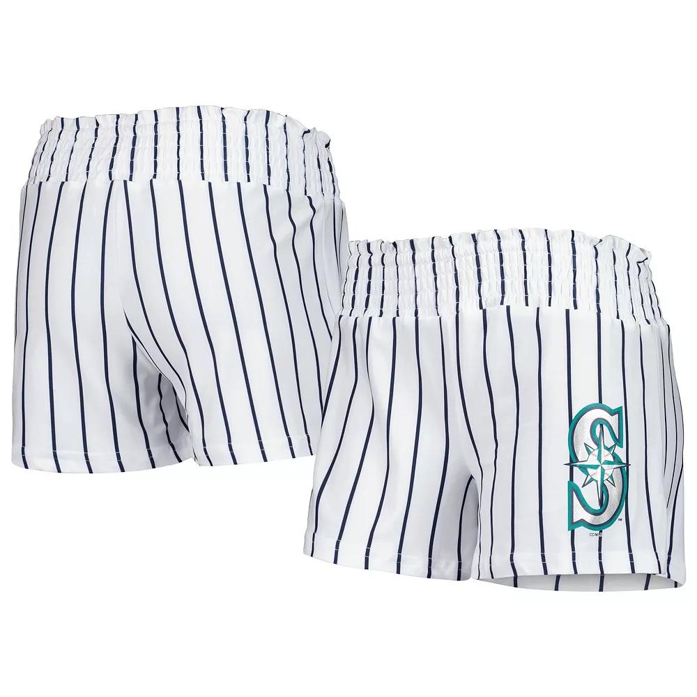 Women's Concepts Sport White Seattle Mariners Reel Pinstripe Sleep Shorts, Size: Medium Product Image