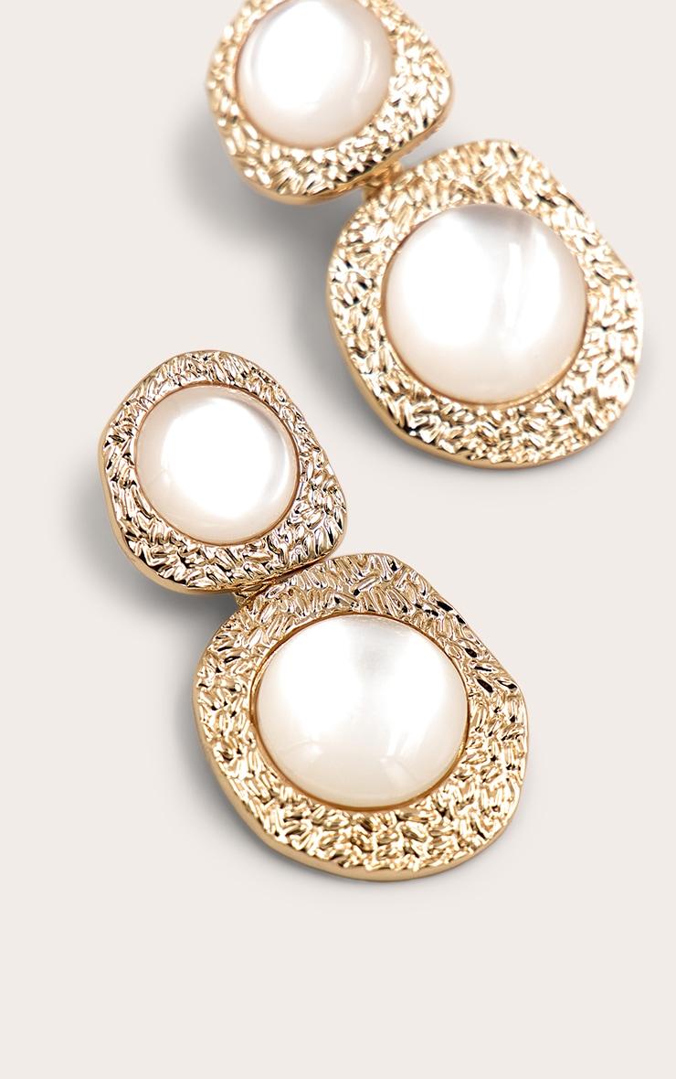 Gold and Ivory Resin Textured Statement Earrings Product Image