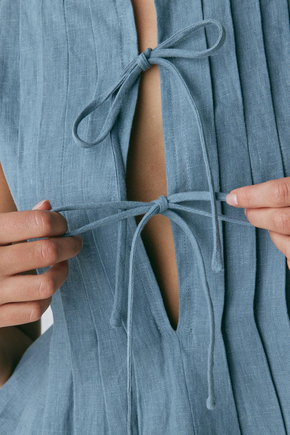 Valeria Linen Top Lake Product Image