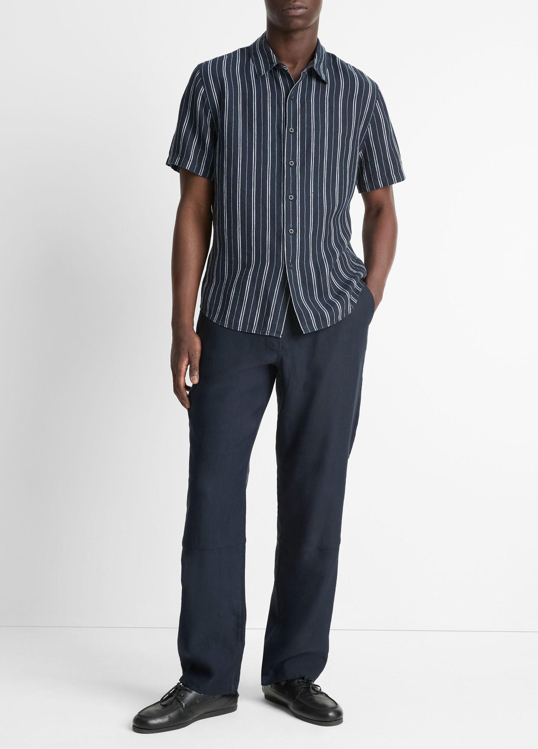 Mesa Stripe Hemp Short-Sleeve Shirt Product Image