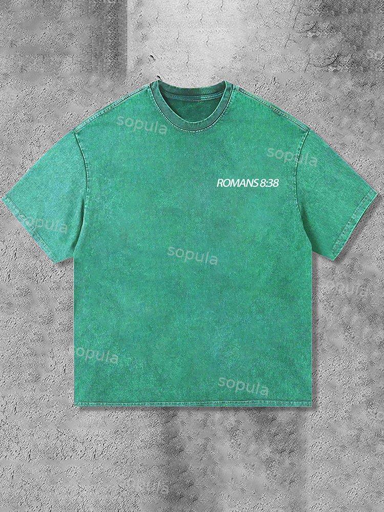 Romans 8 38 Faith Over Fear Graphic Print Acid Washed T-Shirt Product Image