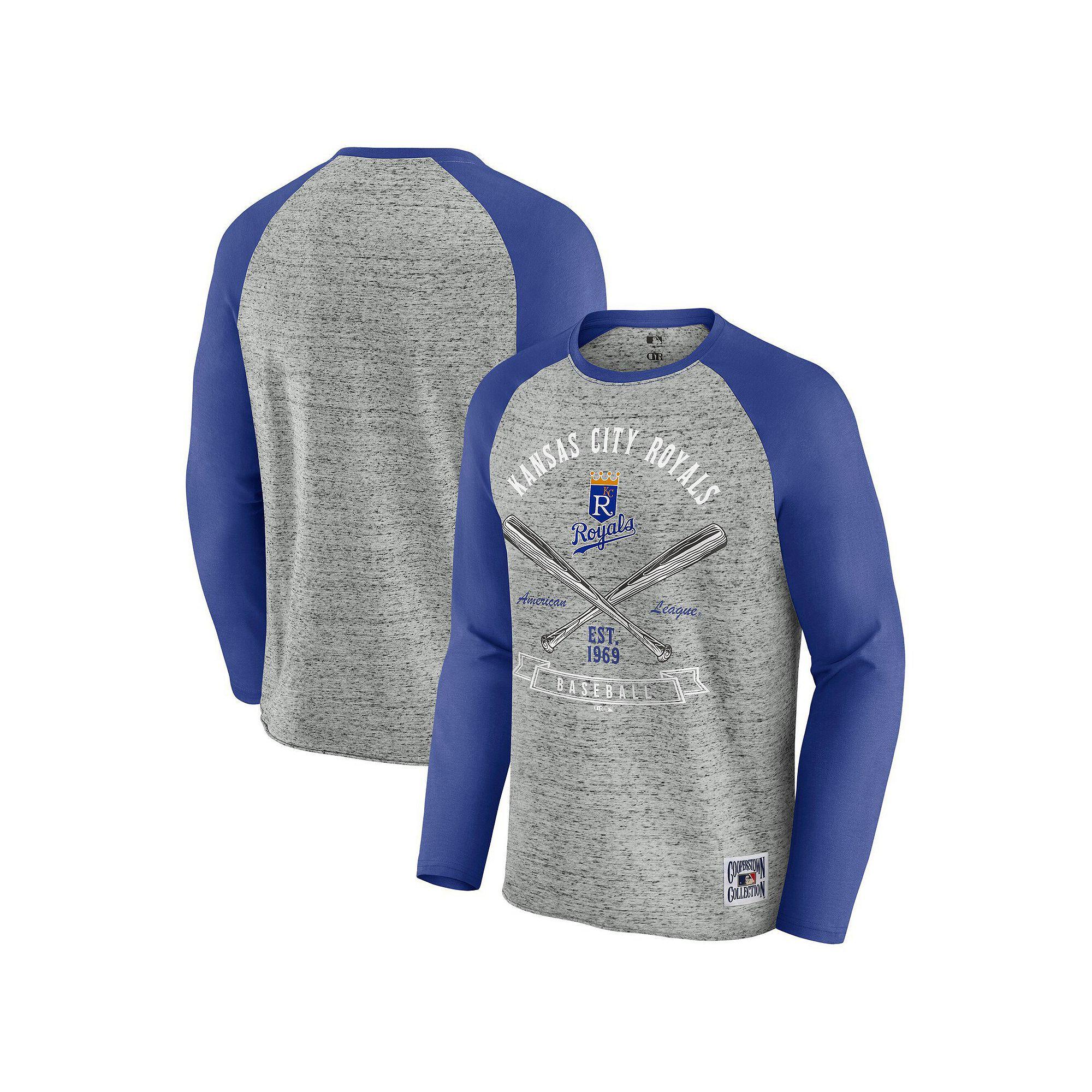 Men's Darius Rucker Collection by Fanatics Heather Gray Minnesota Twins Raw Edge Raglan Long Sleeve Baseball T-Shirt,  Product Image