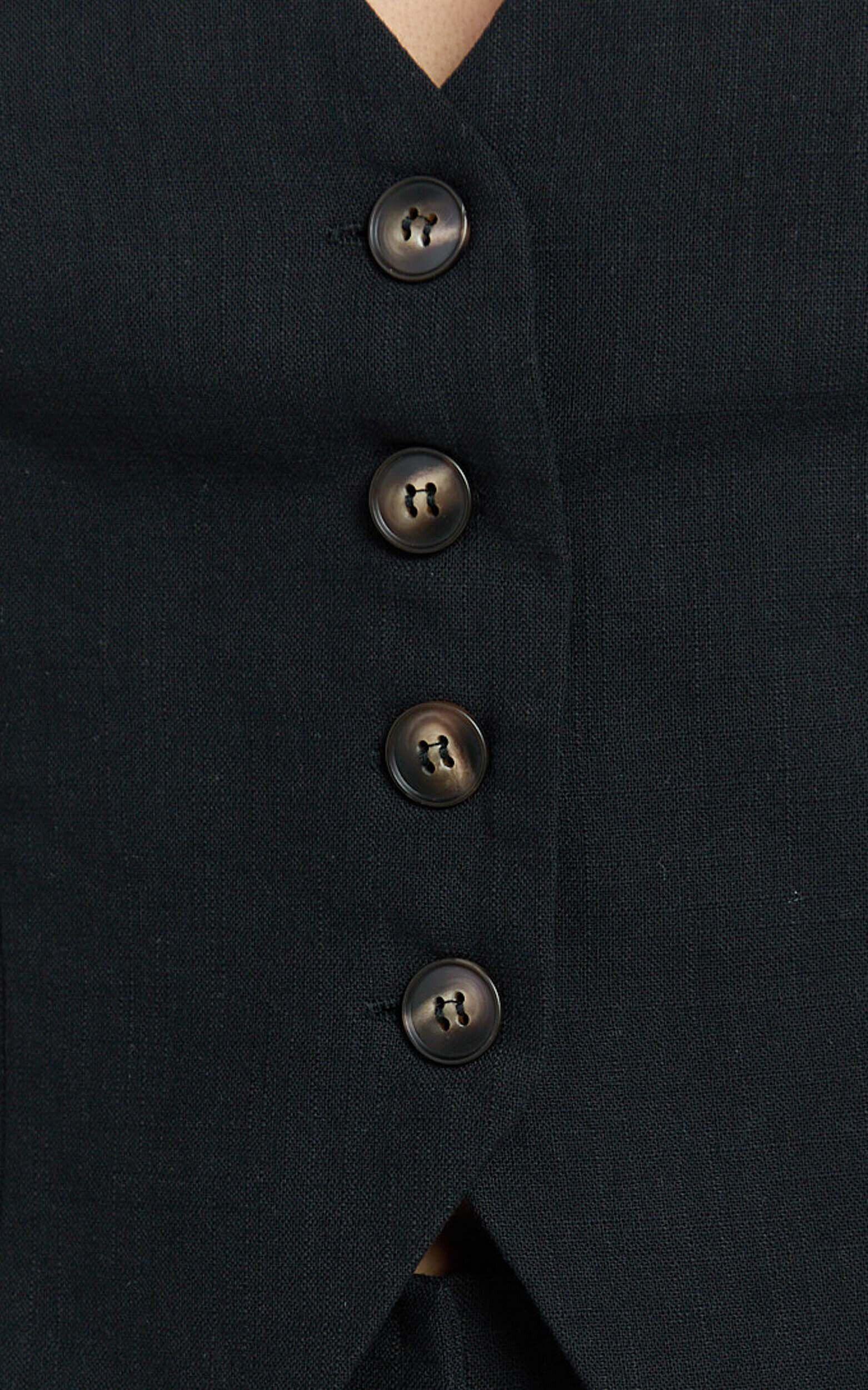 Angela Playsuit - V Neck Button Through Vest Playsuit in Black Product Image