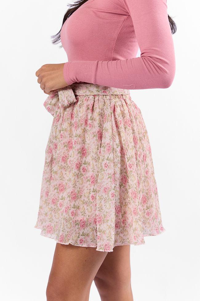 Brunch and Beyond Pink Multi Pleated Belted Floral Skort DOORBUSTER Product Image