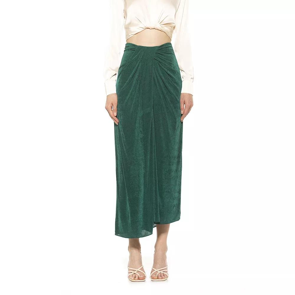 Women's ALEXIA ADMOR Jeanette Front Draped Slinky Midi Skirt,  Product Image