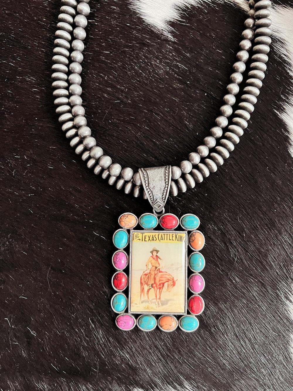 2 Strand Navajo Inspired Beaded Vintage Pendant Necklace Product Image