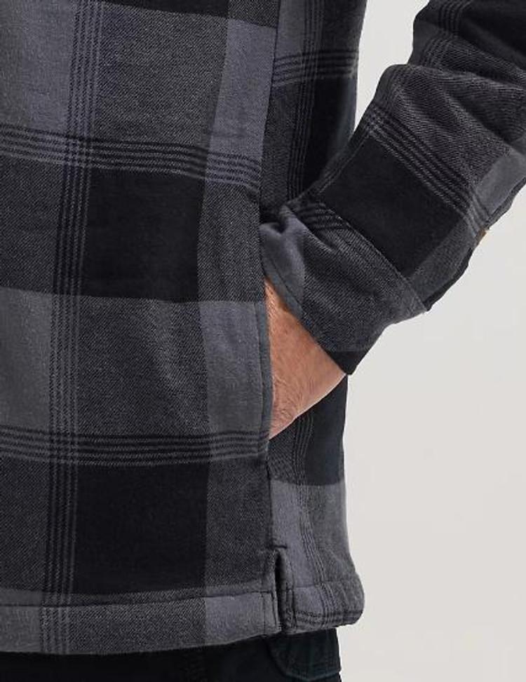 SALE Wrangler Riggs® Men's Black/Grey Flannel Hooded Jacket Product Image