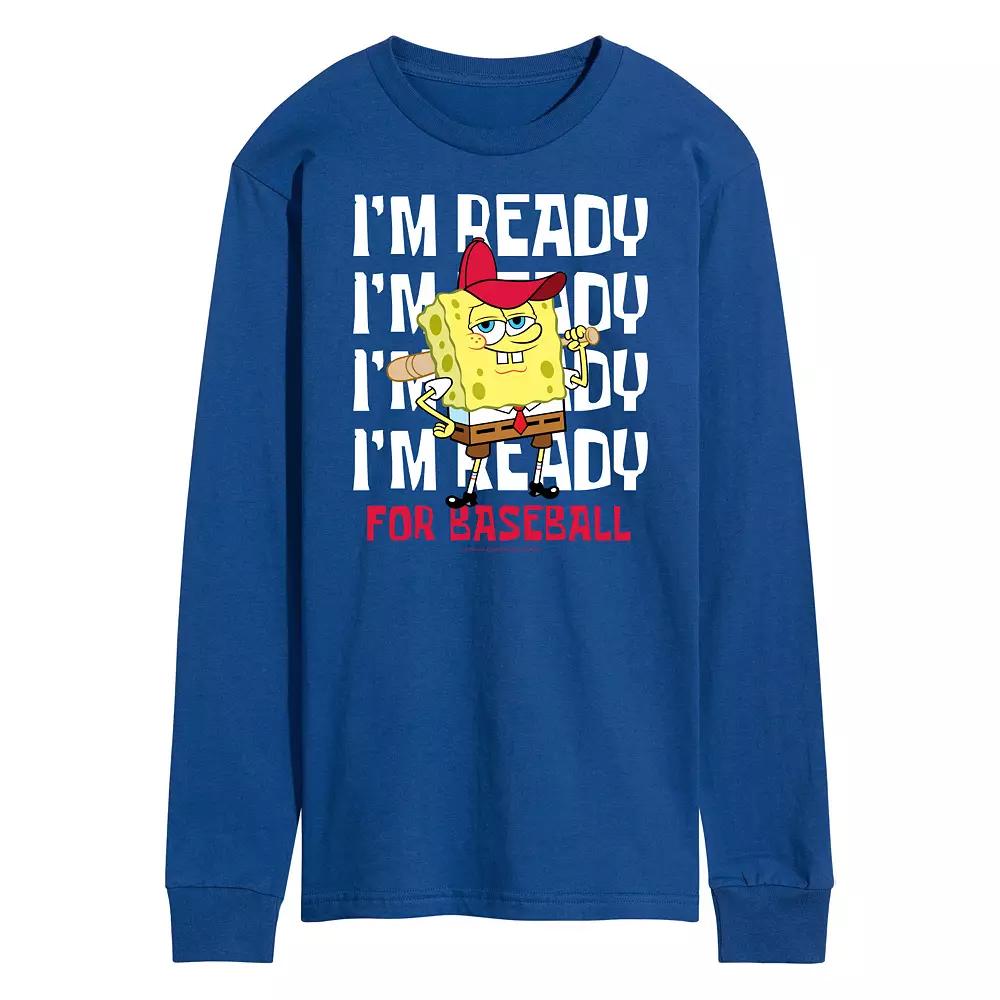 Men's Nickelodeon SpongeBob SquarePants Ready For Baseball Long Sleeve Graphic Tee,  Product Image