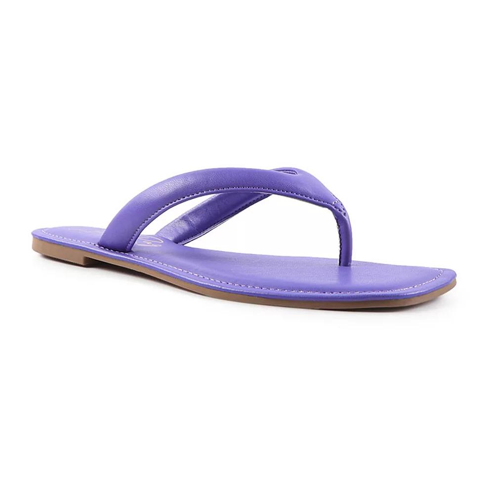 London Rag Women's Rera Square-Toe Thong Slide Sandals,  Product Image