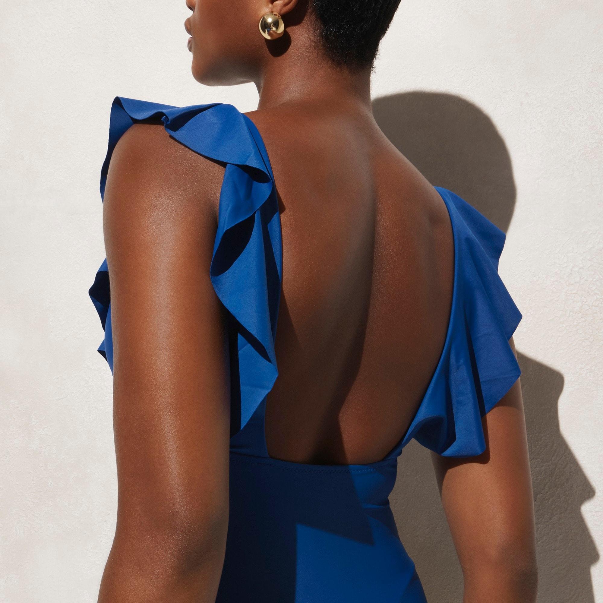 Ruched ruffle one-piece swimsuit Product Image