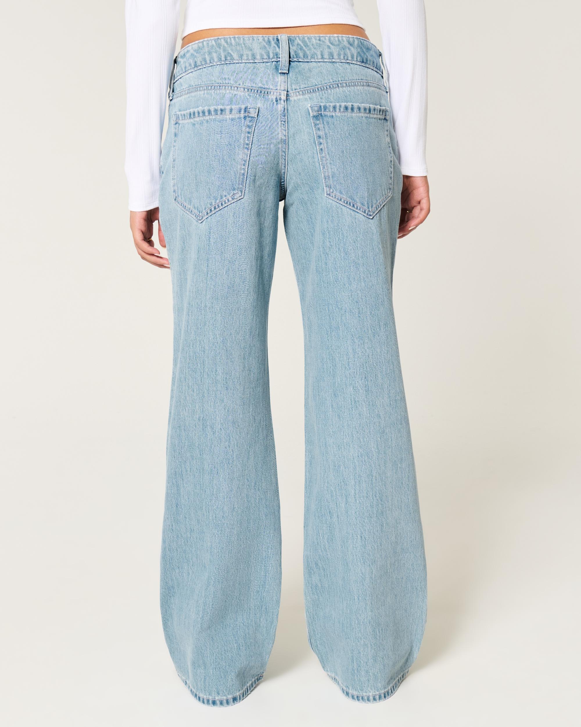Low-Rise Ripped Light Wash Baggy Jeans Product Image