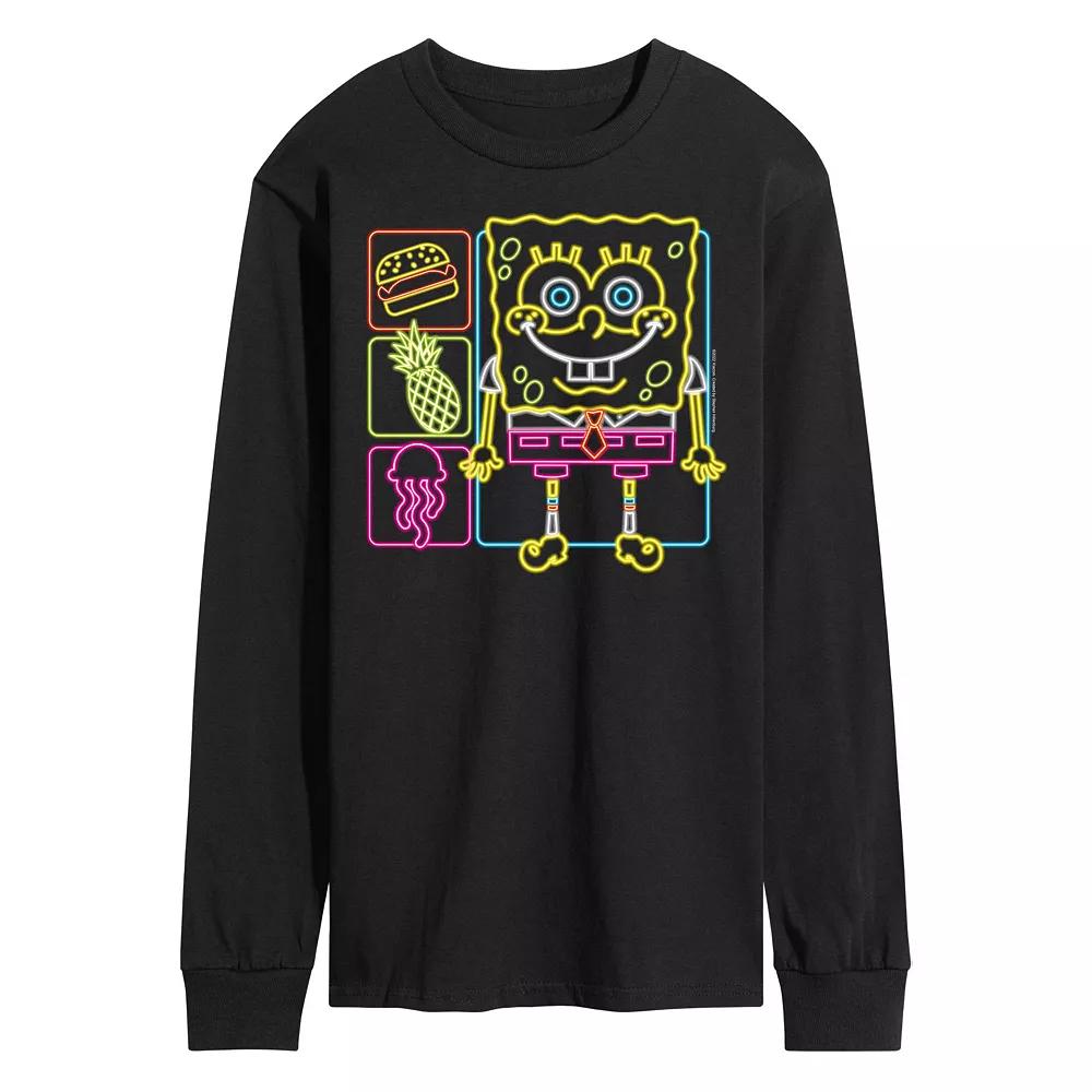 Men's Nickelodeon SpongeBob Squarepants Neon Icons Long Sleeve,  Product Image