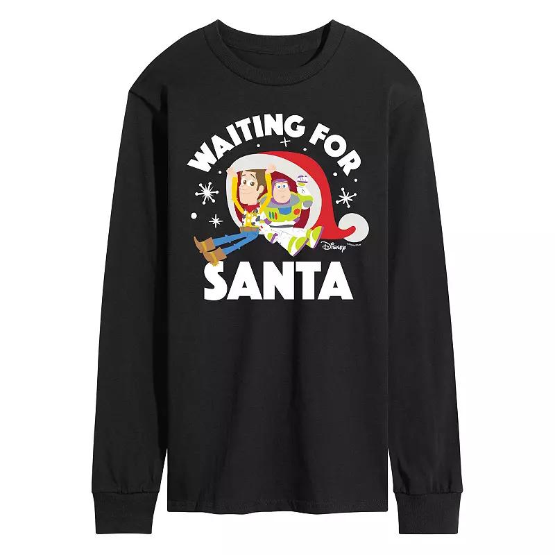 Disney / Pixar's Toy Story Woody & Buzz Lightyear Men's Waiting For Santa Long Sleeve Graphic Tee,  Product Image
