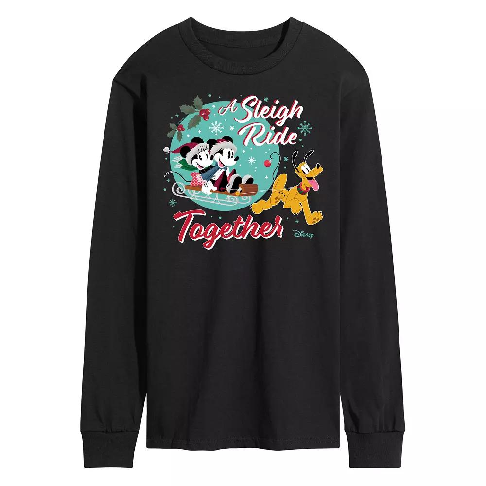Disney's Mickey & Minnie Mouse Men's Sleigh Ride Together Long Sleeved Graphic Tee,  Product Image