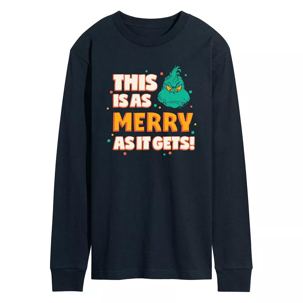 Men's Dr. Seuss The Grinch As Merry As It Gets Long Sleeve Graphic Tee,  Product Image