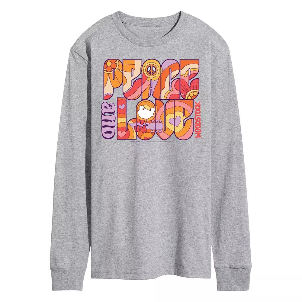 Men's Woodstock Peace And Love Long Sleeve Graphic Tee,  Product Image