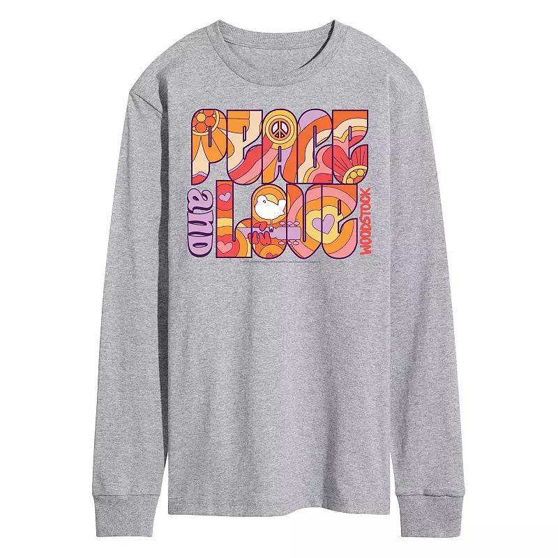 Men's Woodstock Peace And Love Long Sleeve Graphic Tee,  Product Image