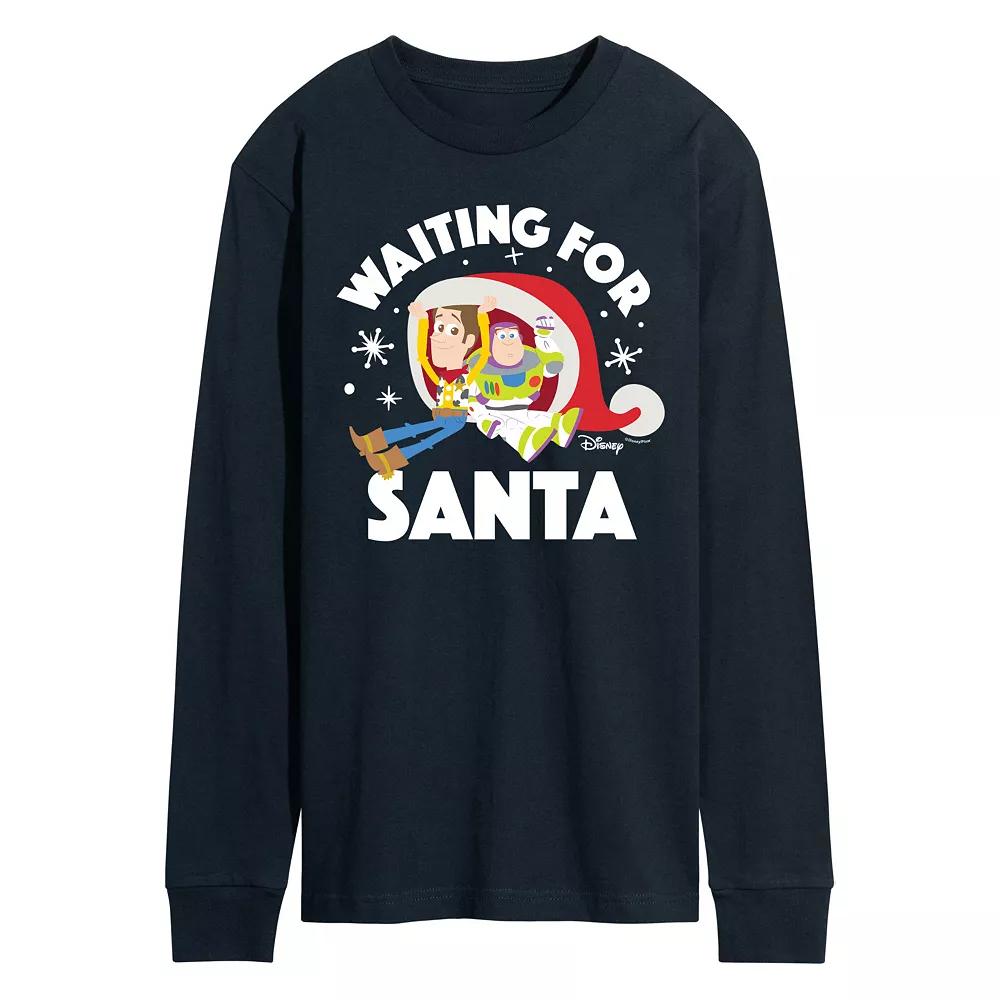 Disney / Pixar's Toy Story Woody & Buzz Lightyear Men's Waiting For Santa Long Sleeve Graphic Tee,  Product Image