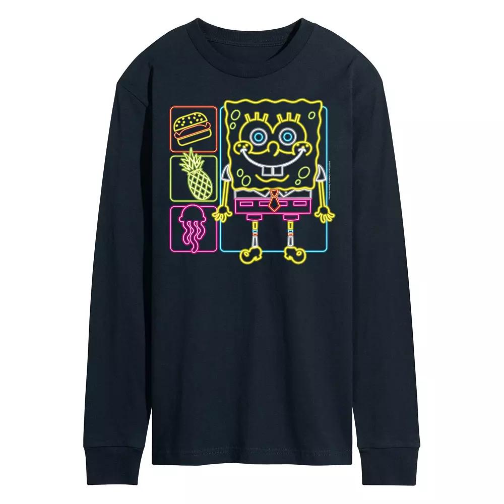 Men's Nickelodeon SpongeBob Squarepants Neon Icons Long Sleeve,  Product Image