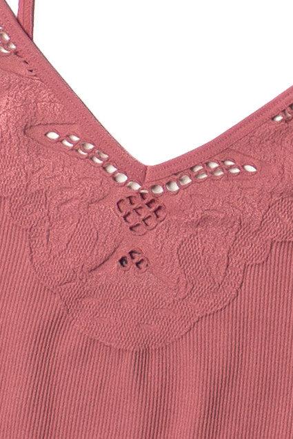 Dusty Rose Seamless Lace Pattern Cami Product Image