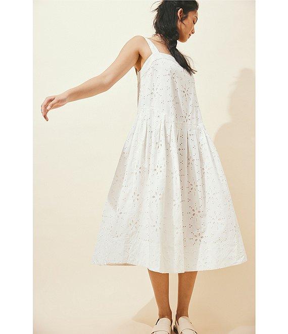 Free People Primavera Eyelet Square Neck Sleeveless Midi Dress Product Image