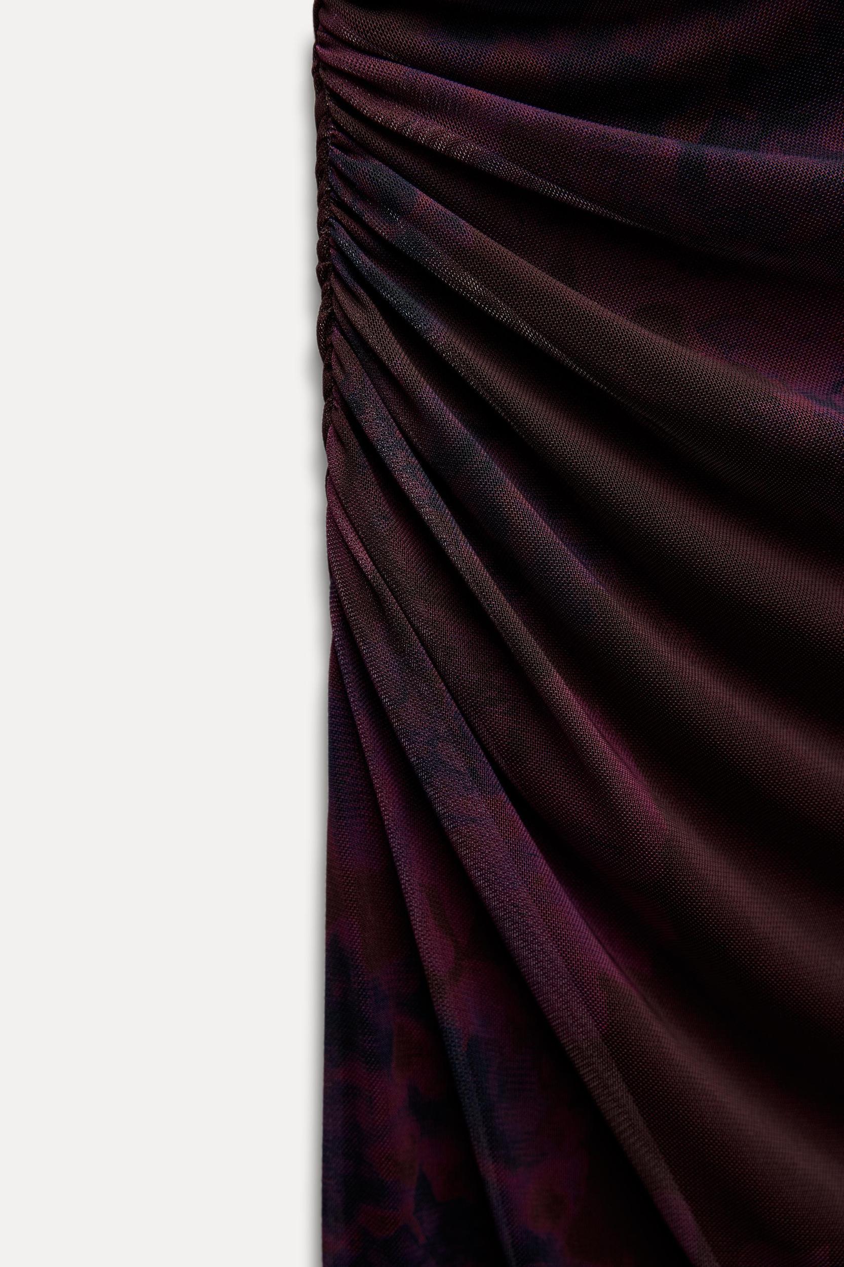 DRAPED PRINTED TULLE DRESS Product Image