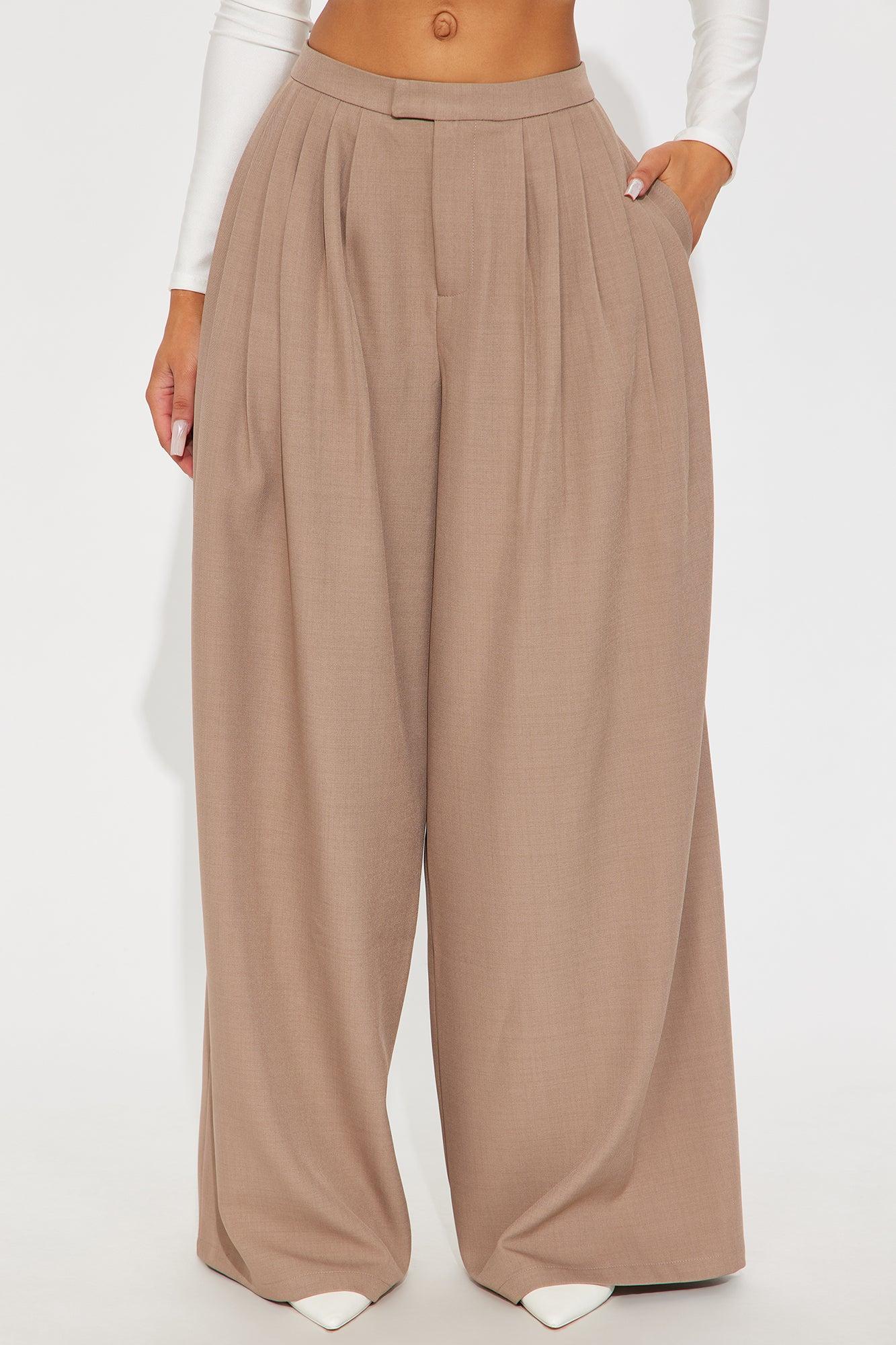 Mia Wide Leg Trouser Pant - Khaki Product Image