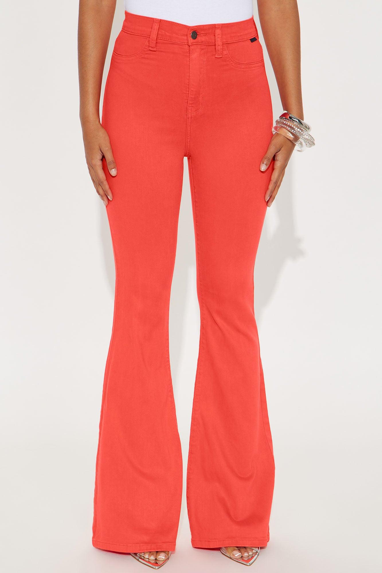 Sunset Hour High Rise Flare Jeans - Orange Female Product Image