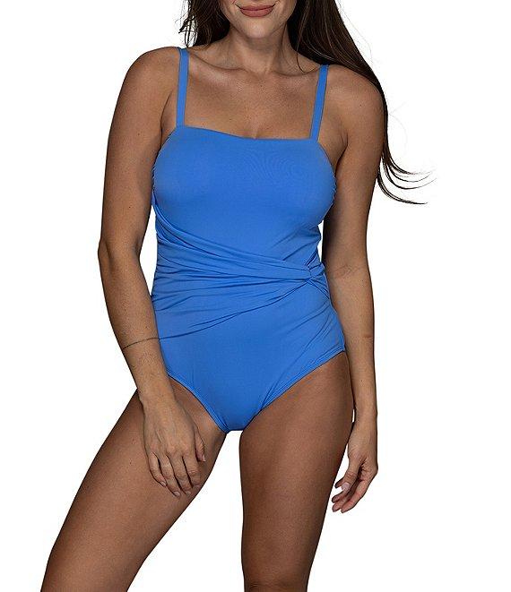 Jantzen Solid Amelie Surplice V-Neck Underwire Tummy Control Wrap One Piece Swimsuit Product Image