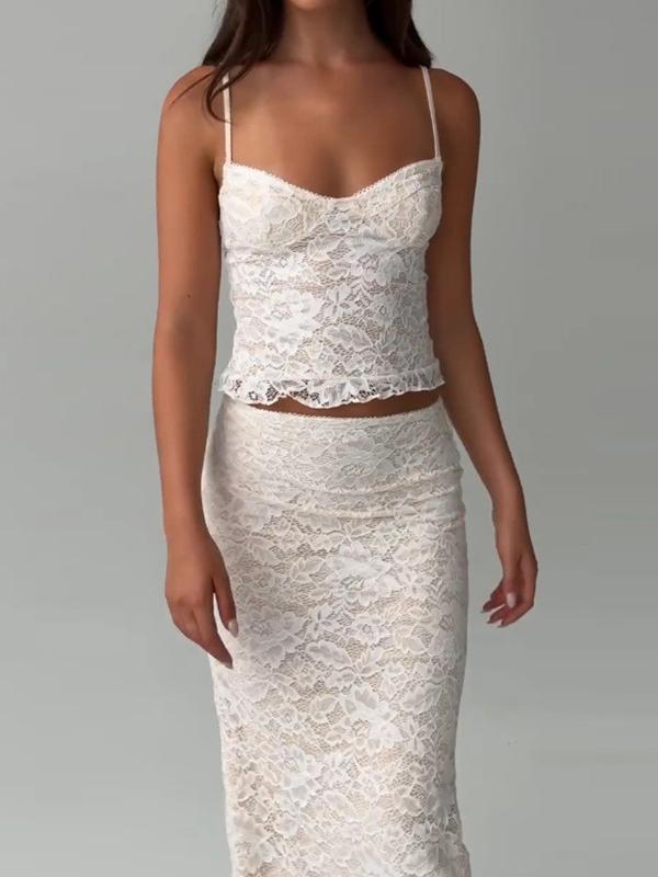 V-Neck Lace Camisole Two Piece Product Image