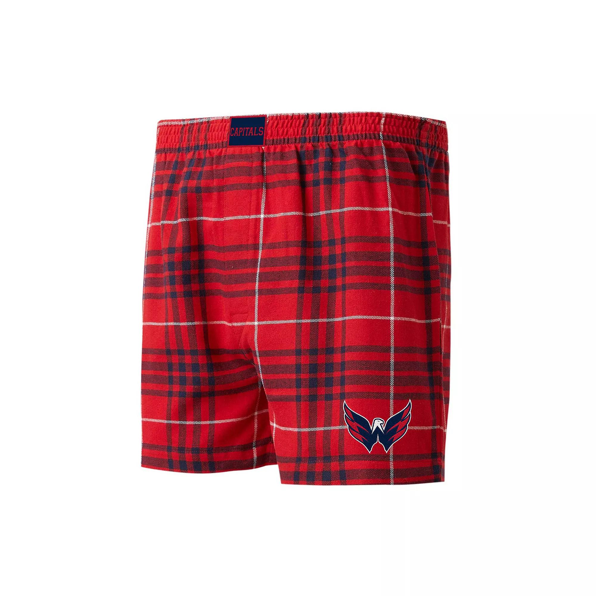 Men's Concepts Sport Red/Navy Washington Capitals Concord Flannel Boxers, Size: XL Product Image