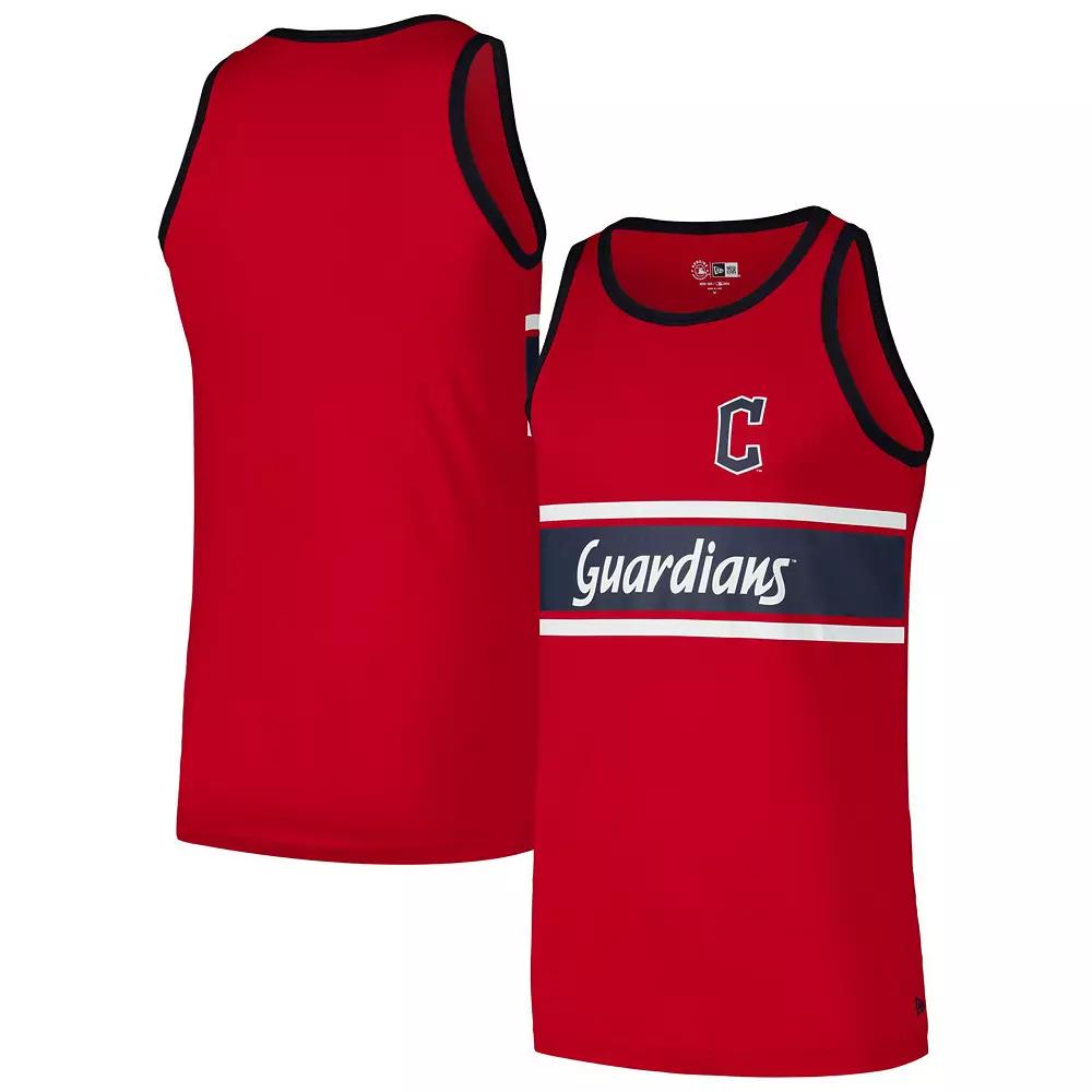 Men's New Era Red Cleveland Guardians Jersey Ringer Tank Top,  Product Image