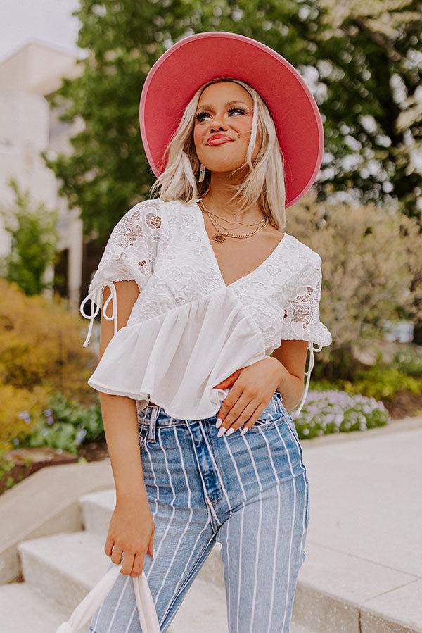 Romance Everywhere Embroidered Top In White Product Image