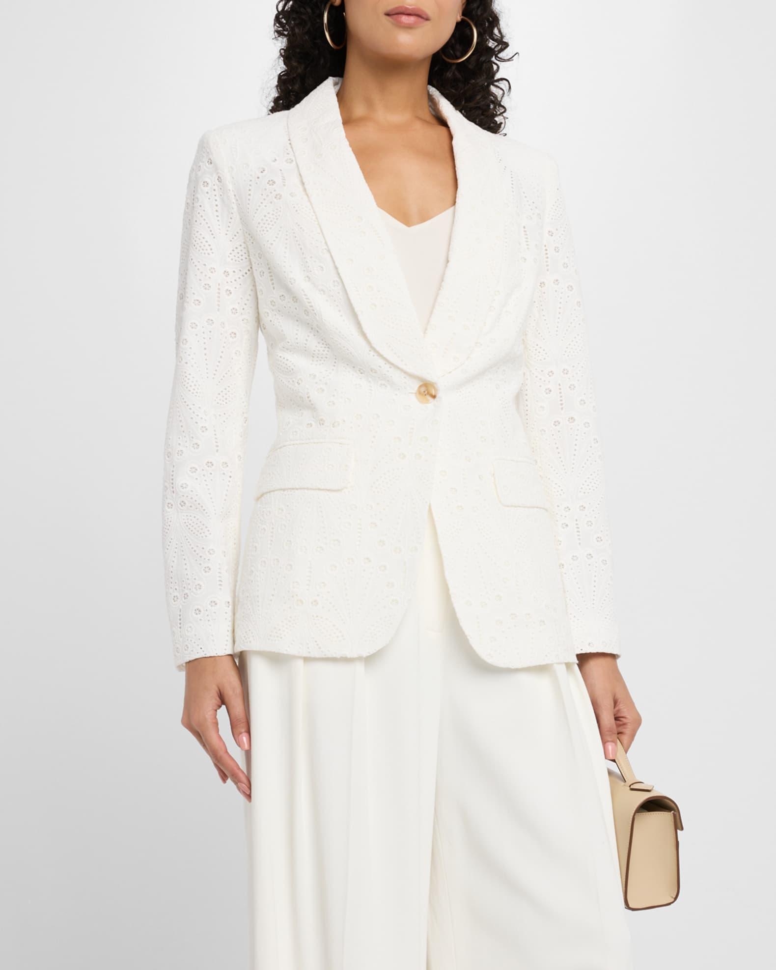 The Aria Single-Button Eyelet Cotton Jacket Product Image