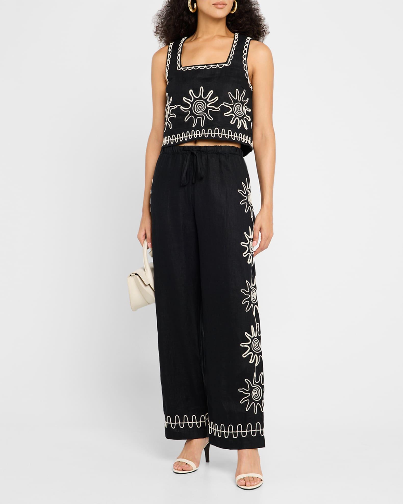 Emmie Embroidered Linen Pants Product Image